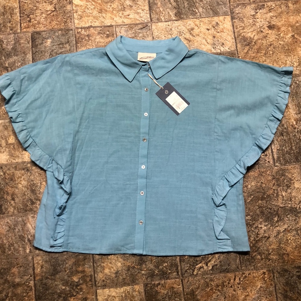 Blue linen top